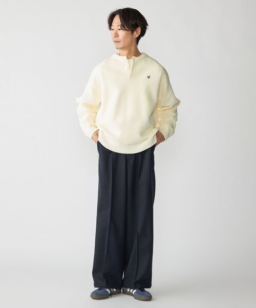 SHIPS（シップス）の「【WEB限定】SHIPS: ヘンリーネック レイヤード ニット（ニット/セーター・メンズ・ナチュラル/チャコールグレー/ネイビー・LARGE/X-LARGE/MEDIUM/SMALL）」の4枚目の写真