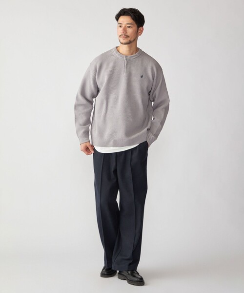 SHIPS（シップス）の「【WEB限定】SHIPS: ヘンリーネック レイヤード ニット（ニット/セーター・メンズ・ナチュラル/チャコールグレー/ネイビー・LARGE/X-LARGE/MEDIUM/SMALL）」の6枚目の写真