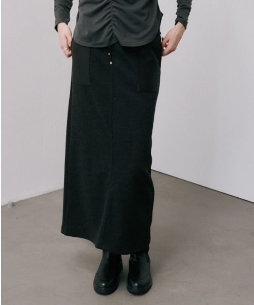 Muel Chic（ミュエルシック）の「Nicosia skirt   ニコシアスカート（スカート・レディース・ベージュ/ダークブラック/オフホワイト・FREE）」の2枚目の写真
