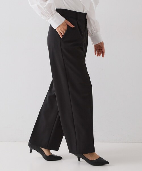 OPAQUE.CLIP（オペークドットクリップ）の「≪通勤・セレモニーセットアップ対応≫ ワイドパンツダブルクロス【洗濯機OK】（その他パンツ・レディース・ライトベージュ/ブラック/ネイビー・38/36/34/42/40）」の6枚目の写真
