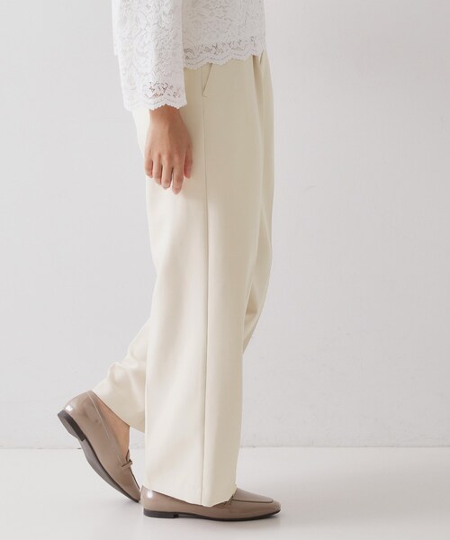 OPAQUE.CLIP（オペークドットクリップ）の「≪通勤・セレモニーセットアップ対応≫ ワイドパンツダブルクロス【洗濯機OK】（その他パンツ・レディース・ライトベージュ/ブラック/ネイビー・38/36/34/42/40）」の10枚目の写真