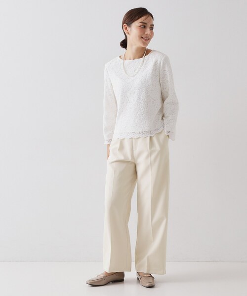 OPAQUE.CLIP（オペークドットクリップ）の「≪通勤・セレモニーセットアップ対応≫ ワイドパンツダブルクロス【洗濯機OK】（その他パンツ・レディース・ライトベージュ/ブラック/ネイビー・38/36/34/42/40）」の11枚目の写真