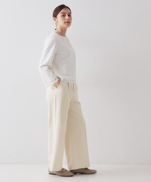 OPAQUE.CLIP（オペークドットクリップ）の「≪通勤・セレモニーセットアップ対応≫ ワイドパンツダブルクロス【洗濯機OK】（その他パンツ・レディース・ライトベージュ/ブラック/ネイビー・38/36/34/42/40）」の12枚目の写真