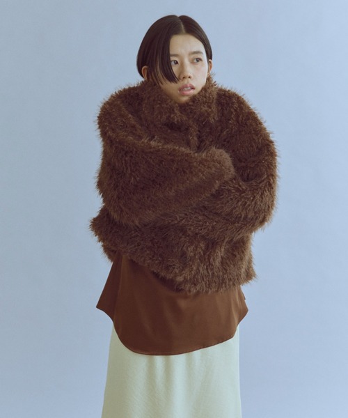 EN NEUME（エンノイム）の「Shaggy Faux Fur 2-Way Jacket（その他アウター・レディース・ブラウン/グレー/アイボリー・FREE）」の9枚目の写真
