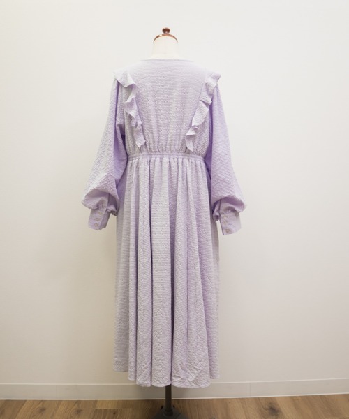 CLETTE(クレット)の「CLETTEオリジナルデコルテリボンフリルワンピース(ワンピース・レディース・ブラウン/ラベンダー/ネイビー・LL/3L/4L)」の21枚目の写真