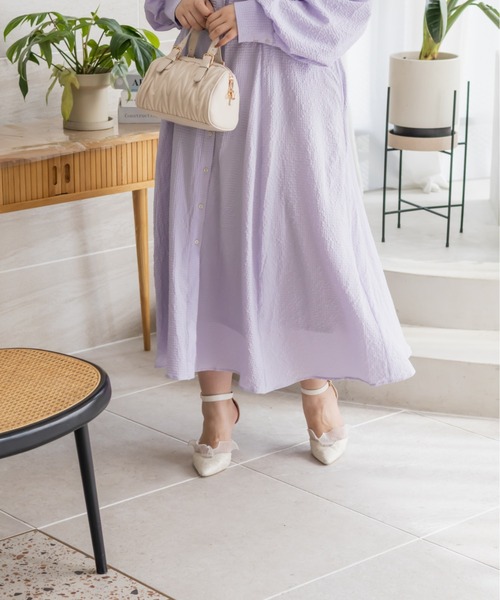 CLETTE(クレット)の「CLETTEオリジナルデコルテリボンフリルワンピース(ワンピース・レディース・ブラウン/ラベンダー/ネイビー・LL/3L/4L)」の18枚目の写真