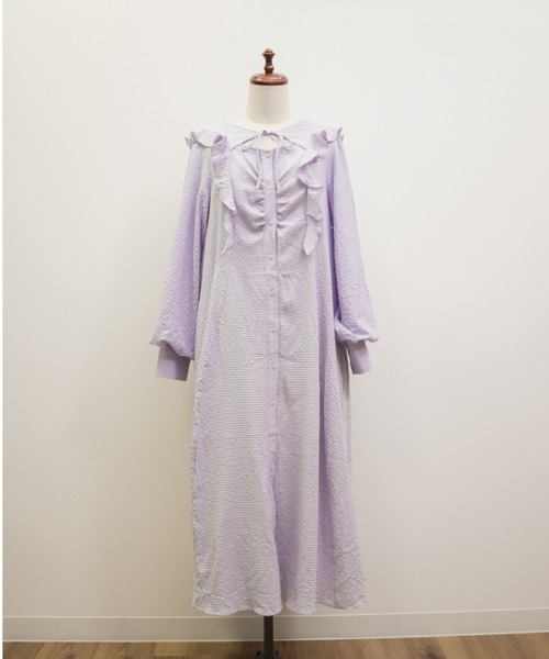 CLETTE(クレット)の「CLETTEオリジナルデコルテリボンフリルワンピース(ワンピース・レディース・ブラウン/ラベンダー/ネイビー・LL/3L/4L)」の19枚目の写真