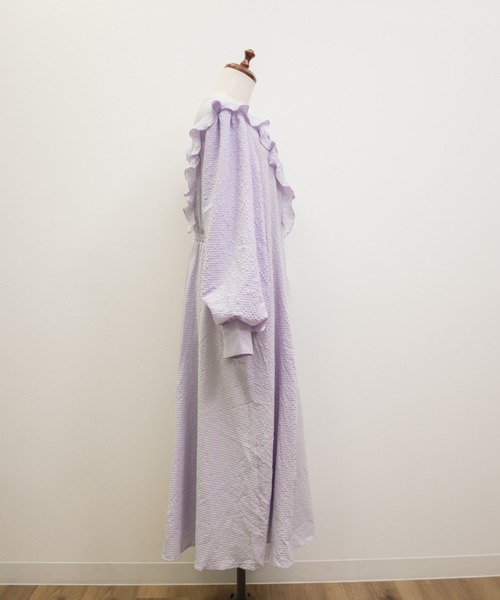CLETTE(クレット)の「CLETTEオリジナルデコルテリボンフリルワンピース(ワンピース・レディース・ブラウン/ラベンダー/ネイビー・LL/3L/4L)」の20枚目の写真