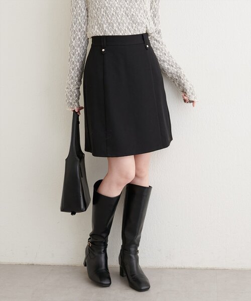 natural couture（ナチュラルクチュール）の「台形キュロットスカート（スカート・レディース・ブラック/チャコールグレー/グレー・FREE）」の4枚目の写真