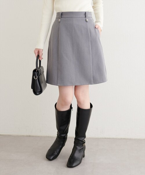 natural couture（ナチュラルクチュール）の「台形キュロットスカート（スカート・レディース・ブラック/チャコールグレー/グレー・FREE）」の3枚目の写真