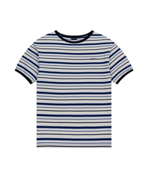 Striped Ringer Top (Ivory-Blue)