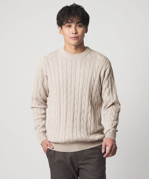 A DAY IN THE LIFE UNITED ARROWS(アデイインザライフユナイテッドアローズ)の「ケーブルニット-ウォッシャブル-<A DAY IN THE LIFE>(ニット/セーター・メンズ・ネイビー/ナチュラル/ワイン・L/M/S)」の4枚目の写真