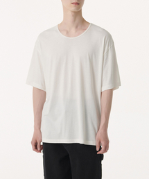 リラックスドCRスクープネックTシャツ[クリーム]