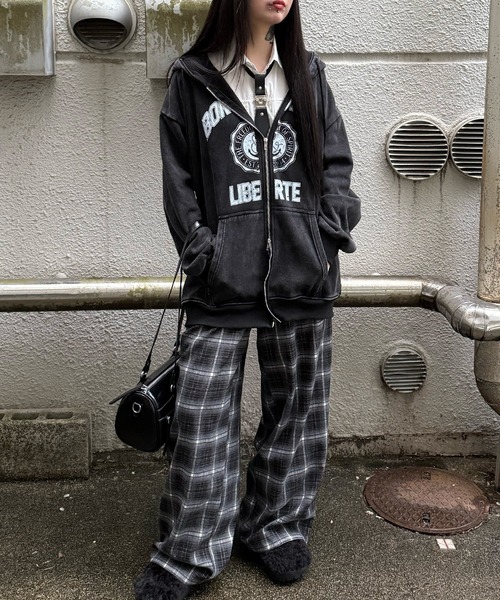 Figments（フィグメンツ）の「チェックワイドパンツ（その他パンツ・レディース・レッド/ブラック・FREE）」の4枚目の写真