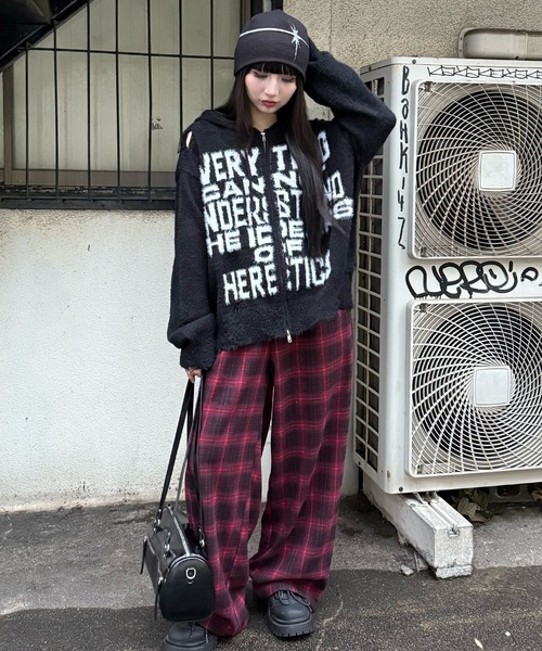 Figments（フィグメンツ）の「チェックワイドパンツ（その他パンツ・レディース・レッド/ブラック・FREE）」の8枚目の写真