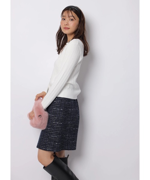 JUSGLITTY（ジャスグリッティー）の「サイド釦ツイードミニスカート（スカート・レディース・ネイビー/ブラック・0/1/2）」の8枚目の写真