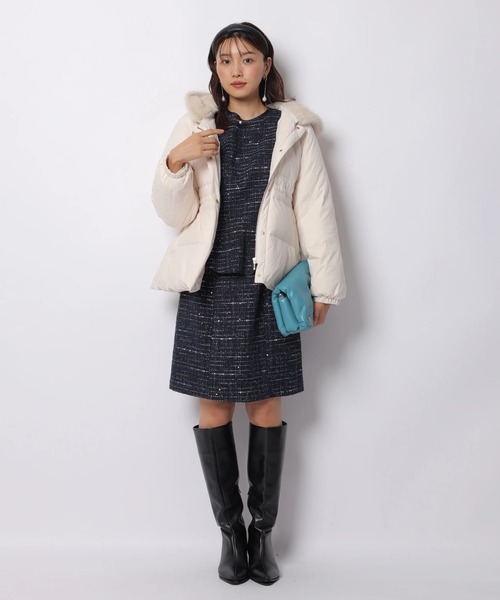 JUSGLITTY（ジャスグリッティー）の「サイド釦ツイードミニスカート（スカート・レディース・ネイビー/ブラック・0/1/2）」の10枚目の写真