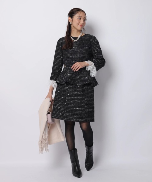 JUSGLITTY（ジャスグリッティー）の「サイド釦ツイードミニスカート（スカート・レディース・ネイビー/ブラック・0/1/2）」の13枚目の写真