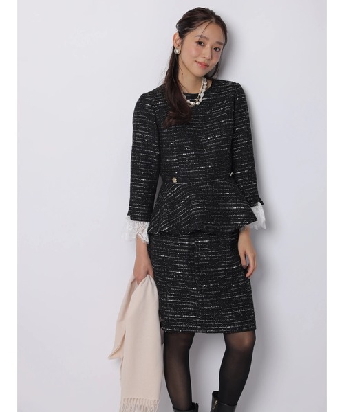 JUSGLITTY（ジャスグリッティー）の「サイド釦ツイードミニスカート（スカート・レディース・ネイビー/ブラック・0/1/2）」の16枚目の写真