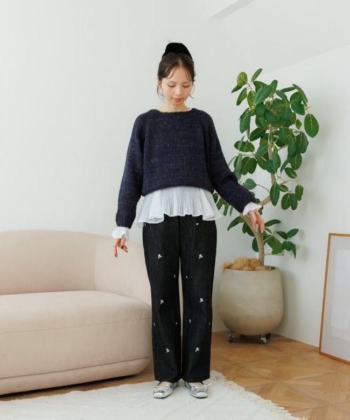 flower(フラワー)の「スノーフラワーデニム(デニムパンツ・レディース・ネイビー/ブラック・SMALL/MEDIUM)」の16枚目の写真