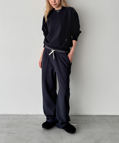 CANAL JEAN(キャナルジーン)の「HARING 裏使い刺繍ジョガーパンツ(スウェットパンツ・レディース・クリーム/ネイビー/サックスブルー/スミクロ・ONE SIZE)」の20枚目の写真