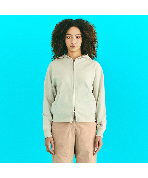 Vintage Label Zip-up Hoodie Oatmeal