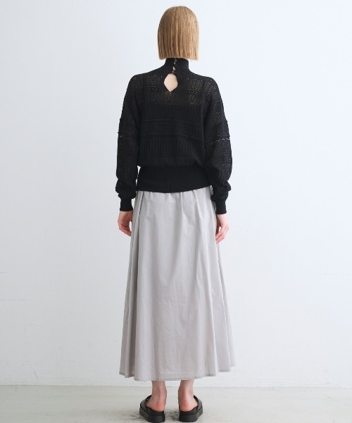three dots(スリードッツ)の「ソフトコットンレーヨン レーストップス(ニット/セーター・レディース・ブラック/オフホワイト/ブラウン/ピンク/ボルドー・SMALL)」の13枚目の写真