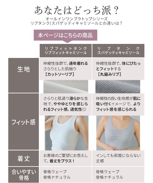RADIANNE(ラディアンヌ)の「【肉感拾わない着圧設計】オールインワンブラトップ リブフィットタンク/【タンクトップ】(タンクトップ・レディース・オフホワイト/ブラック/グレー/ピンク/ブラウン・S/M/L/X(2L)/2L/3L)」の10枚目の写真