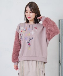 iS ScoLar（イズスカラー）の「553260：雪の結晶ガーランド刺繍裏毛×ラメフェザーニット（ニット/セーター）」