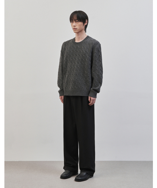 WORK ON BODY OFF（ワークオンボディオフ）の「トレッソ セミオーバーフィット ケーブル 長袖ニット [チャコール]（ニット/セーター・メンズ・チャコール・MEDIUM/LARGE/X-LARGE）」の4枚目の写真