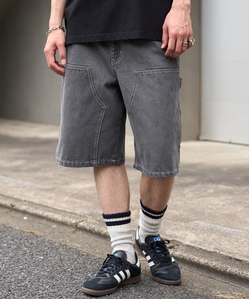 MAISON CLUB(メゾンクラブ)の「【MAISON CLUB】Double Knee Short Pants / デニムダブルニーショートパンツ ショーツ(デニムパンツ・メンズ・ブラック/サックスブルー/グレー/ネイビー・L/M)」の2枚目の写真