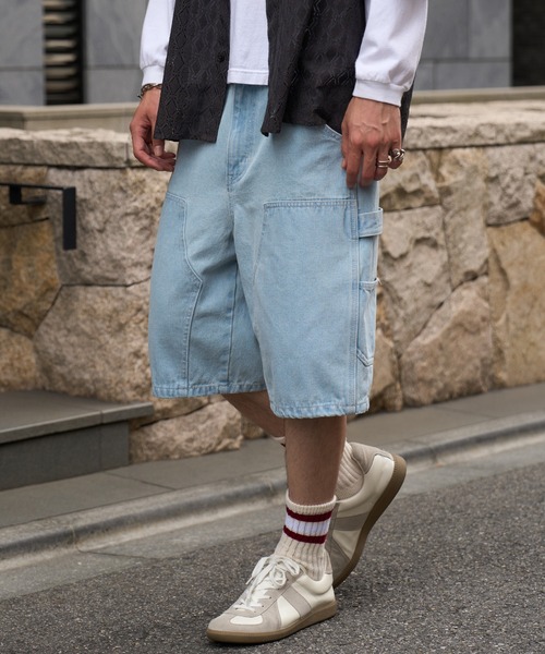 MAISON CLUB(メゾンクラブ)の「【MAISON CLUB】Double Knee Short Pants / デニムダブルニーショートパンツ ショーツ(デニムパンツ・メンズ・ブラック/サックスブルー/グレー/ネイビー・L/M)」の4枚目の写真
