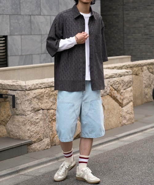 MAISON CLUB(メゾンクラブ)の「【MAISON CLUB】Double Knee Short Pants / デニムダブルニーショートパンツ ショーツ(デニムパンツ・メンズ・ブラック/サックスブルー/グレー/ネイビー・L/M)」の19枚目の写真