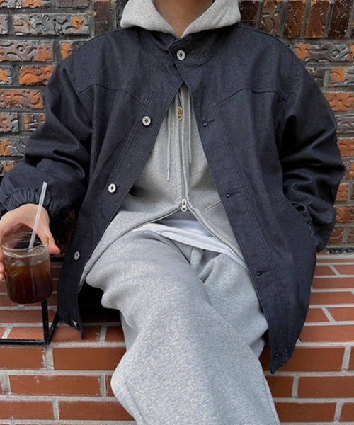 NOWLE(ノウル)の「【NOWLE】スタンドカラー ブラック デニムブルゾン(デニムジャケット・メンズ・ダークネイビー・LARGE/MEDIUM/X-LARGE)」の7枚目の写真