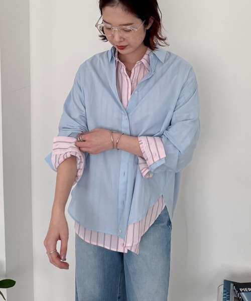 Doux archives（ドゥアルシーヴ）の「【26SS先行予約】シアーボイル２ＷＡＹシャツ（シャツ/ブラウス・レディース・サックスブルー/ピンク/イエロー・FREE）」の11枚目の写真