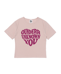 OUNDERR（オアンダーアール）の「ハートレタリングクロップ半袖Tシャツ（ピンク）（Tシャツ/カットソー）」