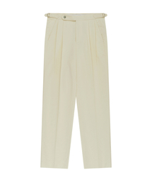 Linen / Cotton Double Pleats relaxed Chino Pants (Ecru)