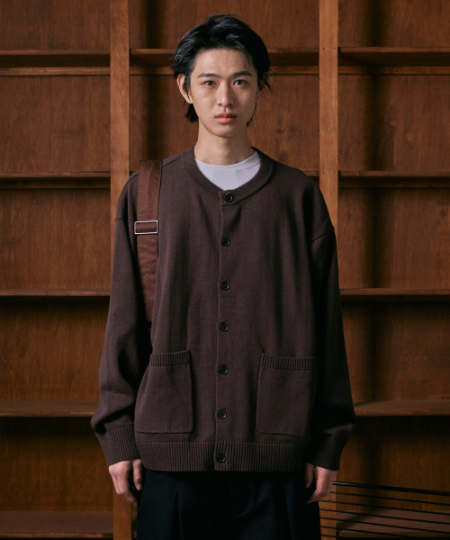 Elbow‑detail cardigan — кардиган с локтевыми вставками, коричневый