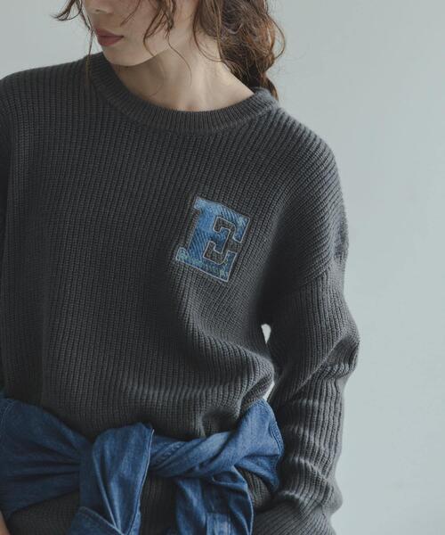 URBAN RESEARCH Sonny Label（アーバンリサーチサニーレーベル）の「ハリスツイードモチーフ付きニット（ニット/セーター・レディース・チャコールグレー/オフホワイト/グレー系その他/ネイビー・FREE）」の3枚目の写真