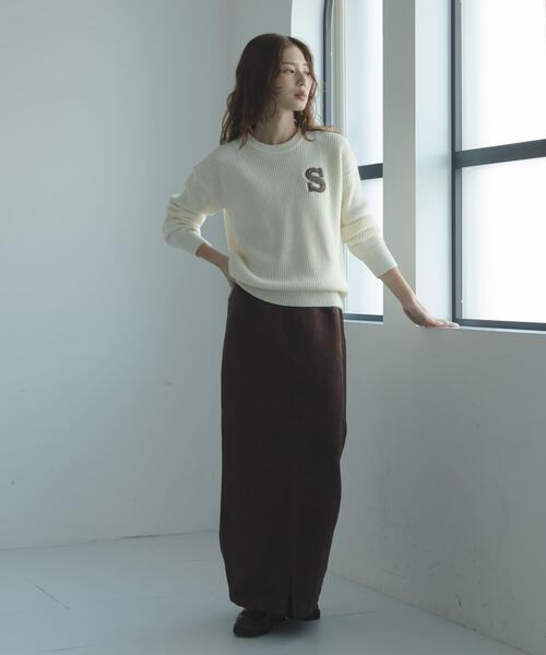 URBAN RESEARCH Sonny Label（アーバンリサーチサニーレーベル）の「ハリスツイードモチーフ付きニット（ニット/セーター・レディース・チャコールグレー/オフホワイト/グレー系その他/ネイビー・FREE）」の9枚目の写真