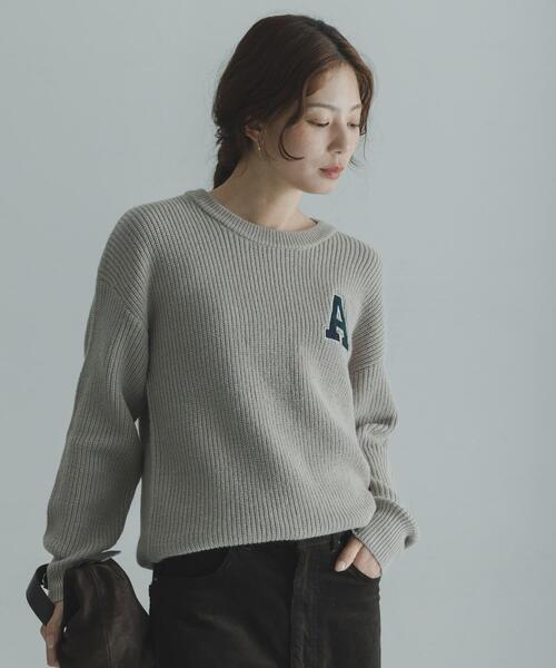 URBAN RESEARCH Sonny Label（アーバンリサーチサニーレーベル）の「ハリスツイードモチーフ付きニット（ニット/セーター・レディース・チャコールグレー/オフホワイト/グレー系その他/ネイビー・FREE）」の15枚目の写真