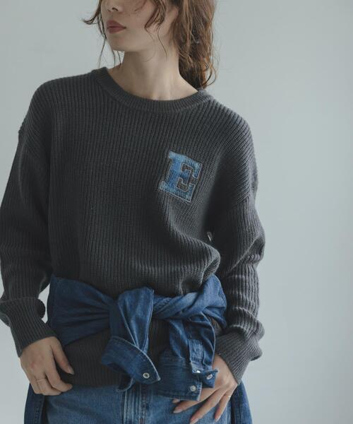 URBAN RESEARCH Sonny Label（アーバンリサーチサニーレーベル）の「ハリスツイードモチーフ付きニット（ニット/セーター・レディース・チャコールグレー/オフホワイト/グレー系その他/ネイビー・FREE）」の22枚目の写真