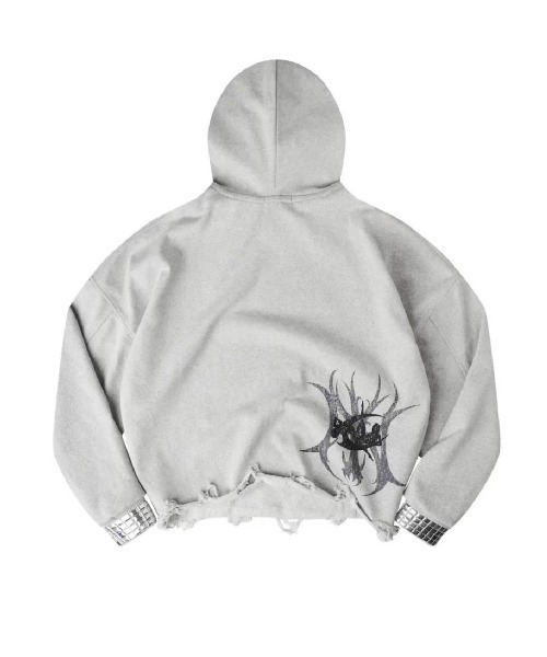 COZY WORLDWIDE(コージーワールドワイド)の「【Cozy world Wide】"TECH G1RL" STUDDED HOODIE / 【コージーワールドワイド】ロゴグラフィックスタッズフードパーカー(パーカー・メンズ・グレー・M/L)」の8枚目の写真