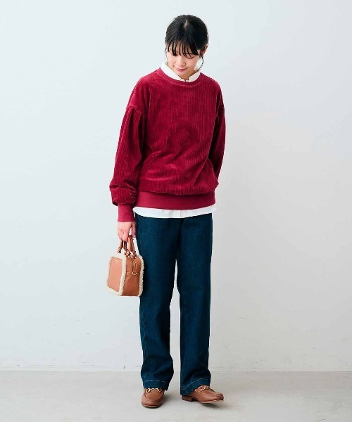 Live in comfort(リブインコンフォート)の「リブ イン コンフォート リブ遣いでバランス自在 伸びやかであたたかなカットソーコーデュロイトップス(その他トップス・レディース・グレー/ワインレッド/ベージュ・S/M/L/LL)」の4枚目の写真