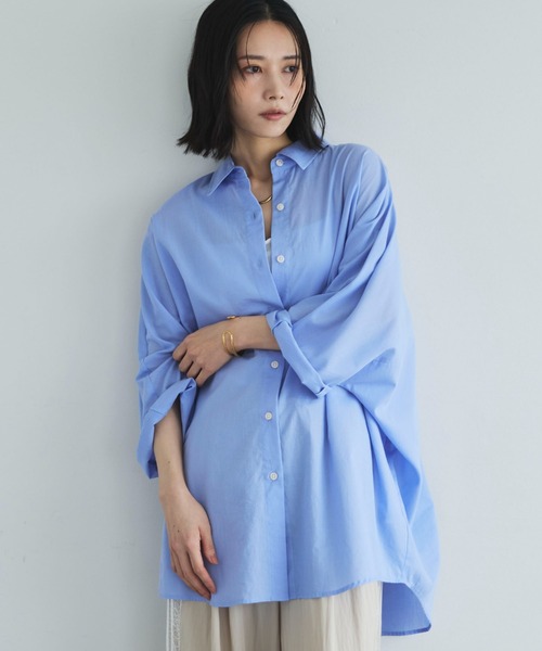 Doux archives（ドゥアルシーヴ）の「ハーフスリーブドルマンシャツ（シャツ/ブラウス・レディース・ダークブルー/サックスブルー/その他・FREE）」の14枚目の写真
