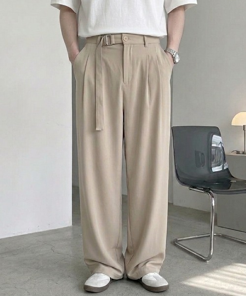B.R.U(ブル)の「ベルト付きスラックス(スラックス・メンズ・ブラック/ベージュ/チャコールグレー・MEDIUM/LARGE)」の3枚目の写真