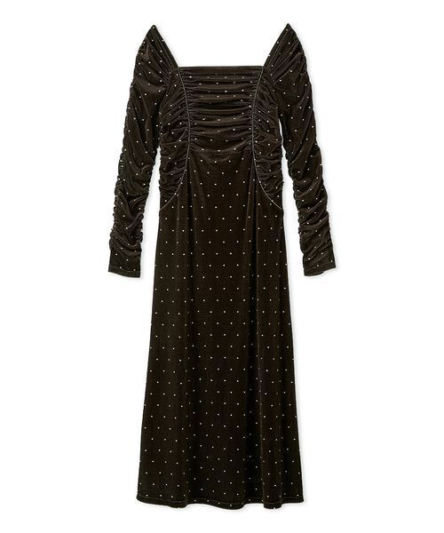 SNIDEL(スナイデル)の「フロッキープリントギャザーワンピース(ワンピース・レディース・ドット/イエロー/ピンク・F)」の1枚目の写真