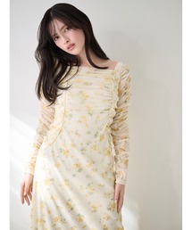 SNIDEL | フロッキープリントギャザーワンピース(ワンピース)