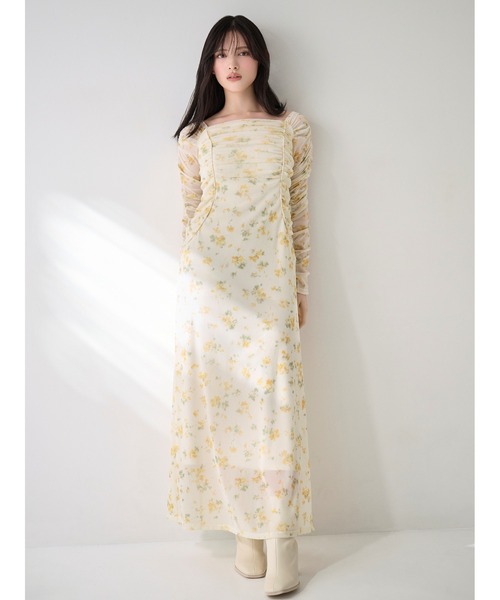 SNIDEL(スナイデル)の「フロッキープリントギャザーワンピース(ワンピース・レディース・ドット/イエロー/ピンク・F)」の7枚目の写真