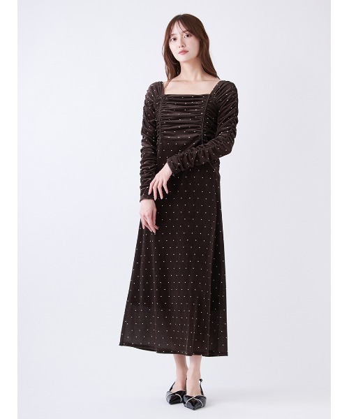 SNIDEL(スナイデル)の「フロッキープリントギャザーワンピース(ワンピース・レディース・ドット/イエロー/ピンク・F)」の9枚目の写真